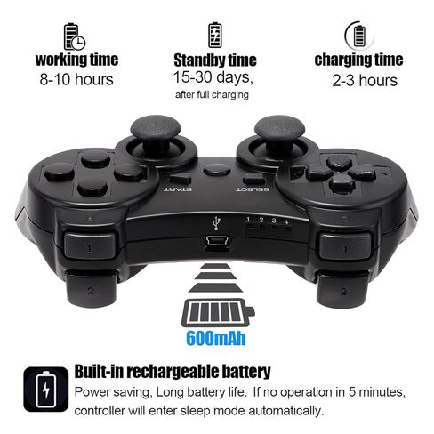 Diswoe Controller for PS-3, Wireless Bluetooth Controller Gamepad Joystick, Double Vibrating Controller for Play_station 3 with Charger Cable Cord Thump Grips in Saudi Arabia