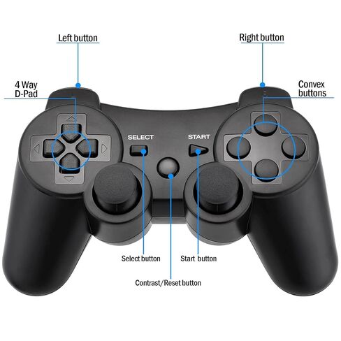 Diswoe Controller for PS-3, Wireless Bluetooth Controller Gamepad Joystick, Double Vibrating Controller for Play_station 3 with Charger Cable Cord Thump Grips in Saudi Arabia