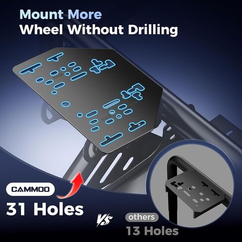 CAMMOO High Compatible Sim Racing Cockpit with Monitor Mount Fits Handbrake | One-Box Shipment, Blister Screws, 31 Holes Wheel Panel, 26 Holes Shifter Panel, Adjustable Racing Simulator Cockpit with Seat in Saudi Arabia