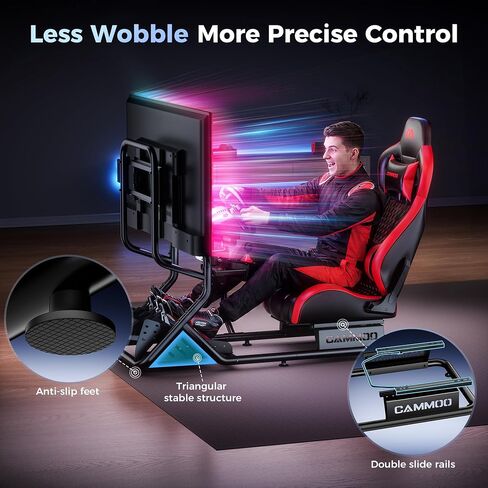 CAMMOO High Compatible Sim Racing Cockpit with Monitor Mount Fits Handbrake | One-Box Shipment, Blister Screws, 31 Holes Wheel Panel, 26 Holes Shifter Panel, Adjustable Racing Simulator Cockpit with Seat in Saudi Arabia