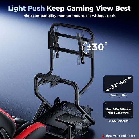 CAMMOO High Compatible Sim Racing Cockpit with Monitor Mount Fits Handbrake | One-Box Shipment, Blister Screws, 31 Holes Wheel Panel, 26 Holes Shifter Panel, Adjustable Racing Simulator Cockpit with Seat in Saudi Arabia