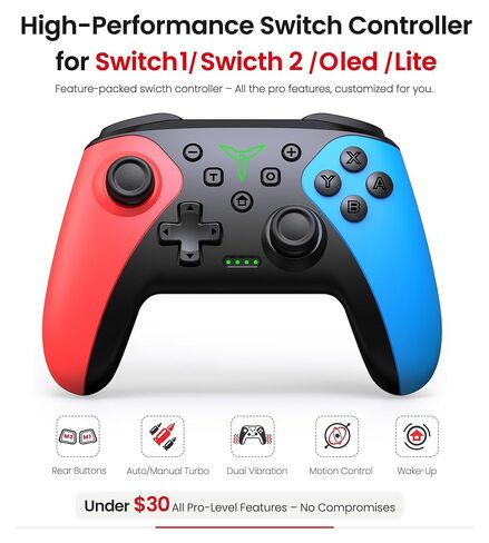 Wireless Switch Controller for Nintendo Switch/Switch 2/Lite/OLED Controller, Switch Controller with a Mouse Touch Feeling on Back Buttons, Extra Switch Pro Controller with Wake-up,Programmable, Turbo Function in Kuwait