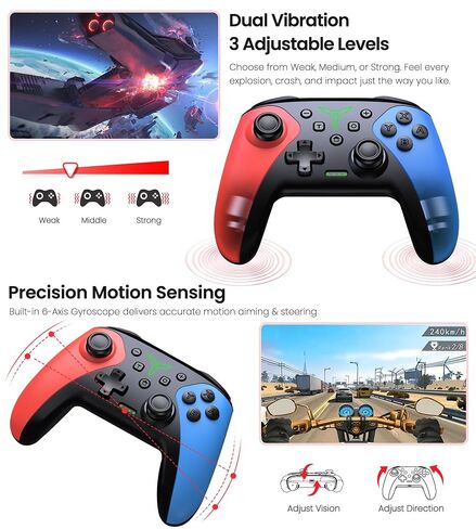 Wireless Switch Controller for Nintendo Switch/Switch 2/Lite/OLED Controller, Switch Controller with a Mouse Touch Feeling on Back Buttons, Extra Switch Pro Controller with Wake-up,Programmable, Turbo Function in Kuwait