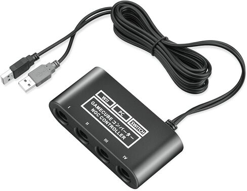 محول وحدة تحكم جيم كيوب لنينتندو سويتش / OLED / سويتش 2، محول جيم كيوب، متوافق مع جهاز الكمبيوتر وي يو سويتش 2، يدعم 4 وحدات تحكم جيم كيوب للعب سوبر سماش بروس مع كابل طويل 70 بوصة in Kuwait