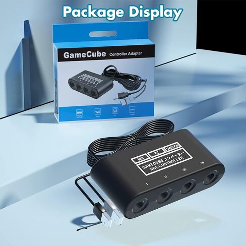 محول وحدة تحكم جيم كيوب لنينتندو سويتش / OLED / سويتش 2، محول جيم كيوب، متوافق مع جهاز الكمبيوتر وي يو سويتش 2، يدعم 4 وحدات تحكم جيم كيوب للعب سوبر سماش بروس مع كابل طويل 70 بوصة in Kuwait