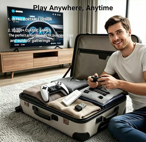 Plug & Play Retro Game Console | 128GB 20000+ Classic Games | 4K HDMI TV Gaming Stick | Dual Wireless Controllers | Portable Handheld Video Game System for Family in Saudi Arabia