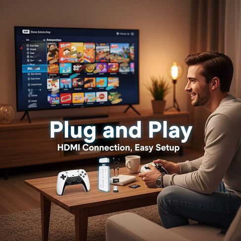 Plug & Play Retro Game Console | 128GB 20000+ Classic Games | 4K HDMI TV Gaming Stick | Dual Wireless Controllers | Portable Handheld Video Game System for Family in Saudi Arabia