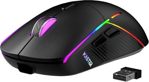 FFJ Wireless Gaming Mouse, 24000 DPI, Rechargeable Gaming Mice for PC, Mac | Tri-Mode 2.4G/USB-C/Bluetooth 5.3 Gaming Mouse Wireless, RGB Programmable Mouse Gamer, 75Hrs Battery Life, Black in Saudi Arabia