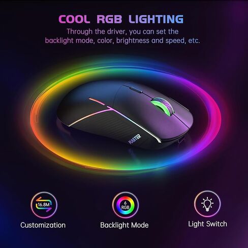 FFJ Wireless Gaming Mouse, 24000 DPI, Rechargeable Gaming Mice for PC, Mac | Tri-Mode 2.4G/USB-C/Bluetooth 5.3 Gaming Mouse Wireless, RGB Programmable Mouse Gamer, 75Hrs Battery Life, Black in Saudi Arabia
