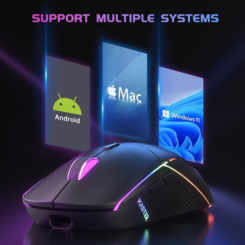 FFJ Wireless Gaming Mouse, 24000 DPI, Rechargeable Gaming Mice for PC, Mac | Tri-Mode 2.4G/USB-C/Bluetooth 5.3 Gaming Mouse Wireless, RGB Programmable Mouse Gamer, 75Hrs Battery Life, Black in Saudi Arabia