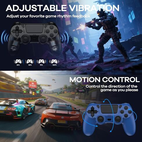 AROEVEIB 2 وحدة تحكم مع قاعدة شاحن لجهاز PS4، وحدة تحكم ألعاب لاسلكية مع قاعدة شحن LED، 2 كابل USB in Kuwait