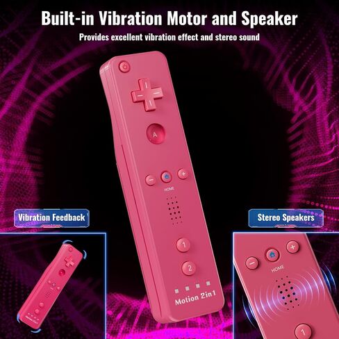 Gamrombo 4 Pack Motion Plus Wii Controller, Compatible with Wii/Wii U with Silicone Case and Wrist Strap (White, Black, Pink, Blue) in Saudi Arabia