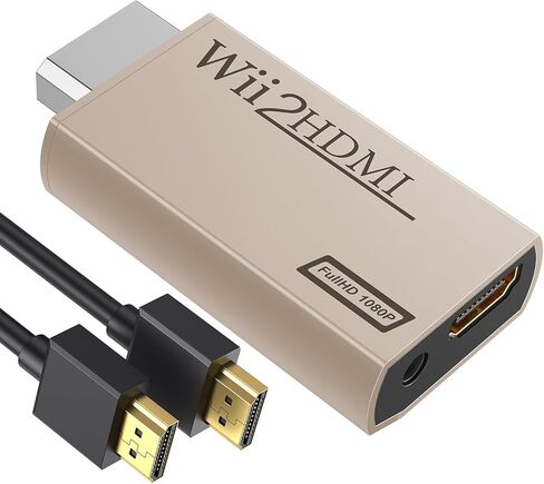 GANA Wii to HDMI Converter, 1080P Wii HDMI Adapter with 3.5mm Audio Jack | Plug and play, supports all Wii display modes, compatible with Wii/Wii U, HDTVs, monitors and projectors in Saudi Arabia