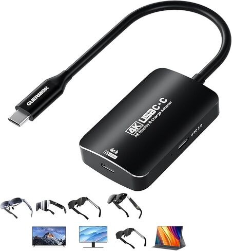 Guermok USB C to AR Glasses Video Adapter, 4K60Hz /1080P144Hz, PD3.0 | Switch 2 Dock and Handheld Console Casting, for AR Type-C Displays, Portable Monitors, Gaming, Work & Travel (Gray) in Saudi Arabia