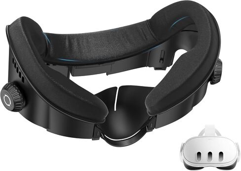 AMVR FC3 Facial Interface with 2 Face Pad Only Compatible with Meta Quest 3 | Pressure‑Relief VR Headset Accessories, Knob Adjustable FOV, Glasses-Friendly, Soft PU＆Ice Silk Cushion (NOT for Q3S) in Saudi Arabia
