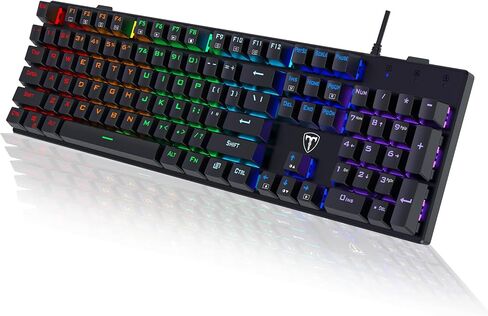 RisoPhy Mechanical Gaming Keyboard, RGB 104 Keys Ultra-Slim LED Backlit USB Wired Keyboard with Blue Switch, Durable Abs Keycaps/Anti-Ghosting/Spill-Resistant Computer Keyboard for PC Mac Xbox Gamer | 104 Keys, RGB LED Backlit, Durable Abs Keycaps, Anti-G in Saudi Arabia
