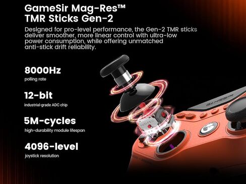 GameSir Tarantula 8K PC Wired Esports Controller for Windows | 8000hz Polling Rate, Gen-2 TMR Sticks, Hall Effect Triggers, 9 Remappable Macro Buttons, Six-Axis Gyroscope, RGB Lighting in Saudi Arabia