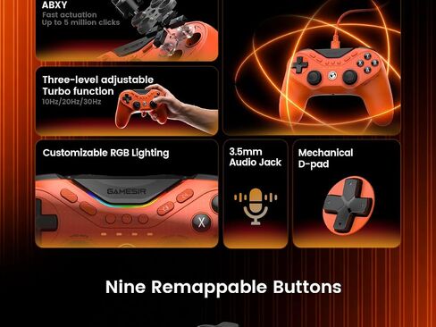 GameSir Tarantula 8K PC Wired Esports Controller for Windows | 8000hz Polling Rate, Gen-2 TMR Sticks, Hall Effect Triggers, 9 Remappable Macro Buttons, Six-Axis Gyroscope, RGB Lighting in Saudi Arabia