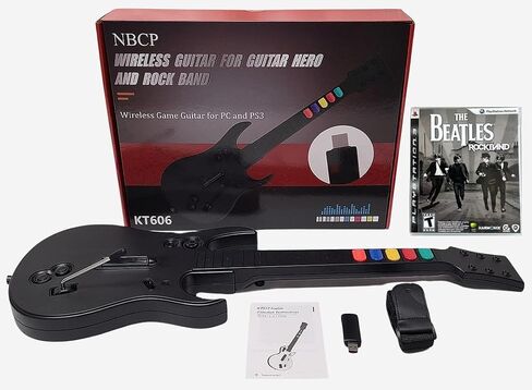 وحدة تحكم جيتار لاسلكية للاستخدام مع PS3 والكمبيوتر الشخصي (متوافقة مع ألعاب Rock Band وGuitar Hero) + مجموعة ألعاب الفيديو The Beatles Rock Band PC in Kuwait
