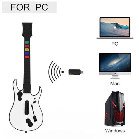 DOYO Wireless Guitar Hero Controller for PC and PlayStation 3 PS3 with Dongle for Clone Hero, Rock Band Guitar Hero Games - Black & White Bundle in Saudi Arabia