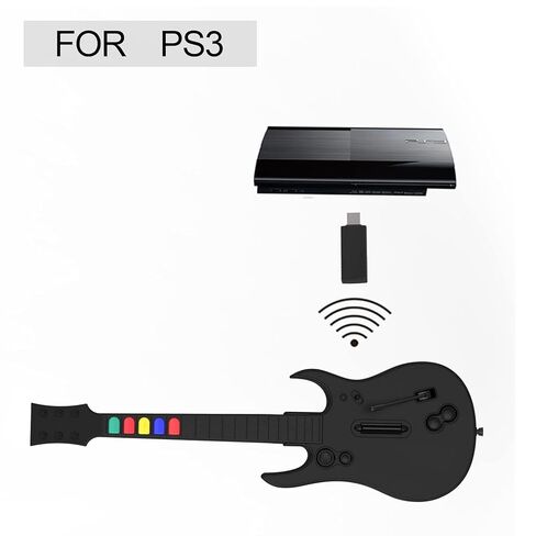 DOYO Wireless Guitar Hero Controller for PC and PlayStation 3 PS3 with Dongle for Clone Hero, Rock Band Guitar Hero Games - Black & White Bundle in Saudi Arabia