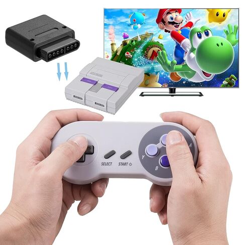 وحدة تحكم لاسلكية KIWITATA لوحدة تحكم SNES الأصلية، لوحة ألعاب لاسلكية عن بعد 2.4 جيجا هرتز لوحدة تحكم نظام الترفيه SNES وأجهزة الكمبيوتر الشخصية التي تعمل بنظام Windows وMAC وRaspberry Pi in Kuwait