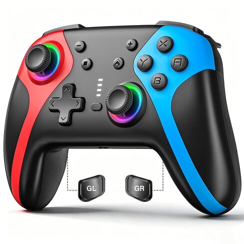 GaloDrmy Wireless Switch Controllers for Nintendo Switch/OLED/Lite/Switch 2 | 1000mAh Rechargeable Switch Pro Controller with 10 Color LED/Motion Control/Wake Up/Turbo/Hall Effect Joysticks, Red & Blue in Saudi Arabia
