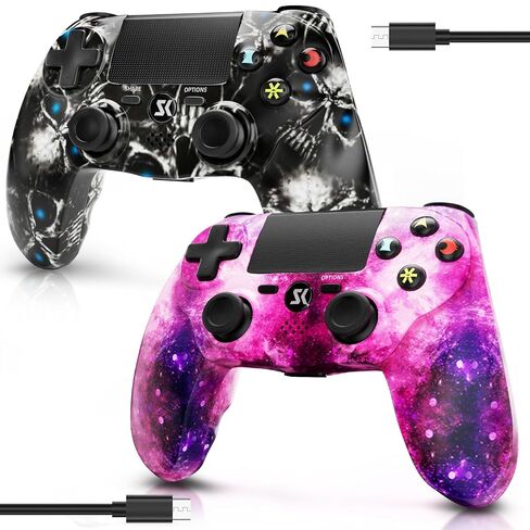 2 Pack Wireless Controller for PS4, Controller for Sony PlayStation 4, Double Shock 6-Axis Motion Sensor, Sensitive Touch Pad, Built-in Speaker & 3.5mm Headset Jack, Compatible with PS4/Pro/Slim in Saudi Arabia