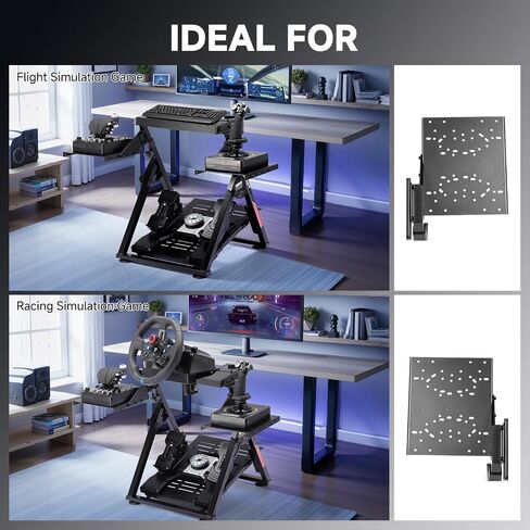 GTPLAYER Flight Racing Simulation Stand Foldable Gaming Stand Compatible with Logitech/Thrustmaster/PXN Gaming Devices Adjustable Stable Simulator Cockpit Stand, Electronic Device Not Included, Black in Saudi Arabia