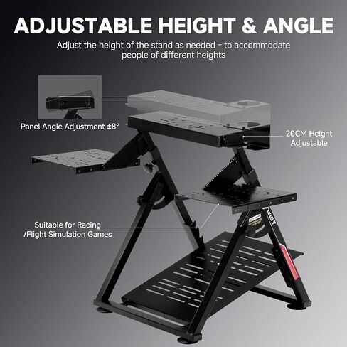 GTPLAYER Flight Racing Simulation Stand Foldable Gaming Stand Compatible with Logitech/Thrustmaster/PXN Gaming Devices Adjustable Stable Simulator Cockpit Stand, Electronic Device Not Included, Black in Saudi Arabia