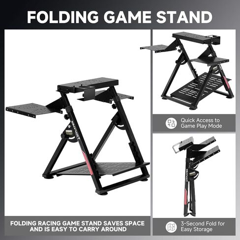 GTPLAYER Flight Racing Simulation Stand Foldable Gaming Stand Compatible with Logitech/Thrustmaster/PXN Gaming Devices Adjustable Stable Simulator Cockpit Stand, Electronic Device Not Included, Black in Saudi Arabia
