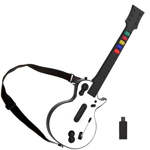 DOYO PC Guitar Hero Controller, Wireless PS3/PC Guitar Hero with Dongle | for Clone Hero, Guitar Hero 3/4/5, Rock Band 1/2 Games, Adjustable Strap (Black) in Saudi Arabia
