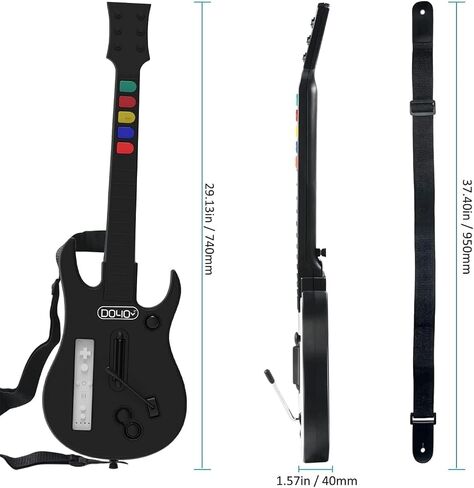 NBCP WII Guitar Hero,Wireless Guitar Controller for WII Guitar Hero Guitar and Rock Band Games,Compatible with all Guitar Hero Games,Rock Band 2,Legends of Rock（Black） in Kuwait
