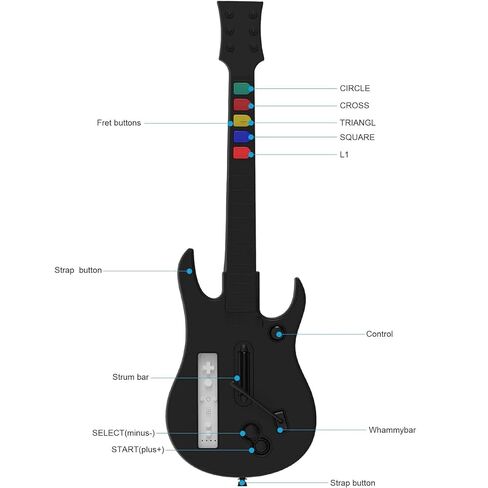 NBCP WII Guitar Hero,Wireless Guitar Controller for WII Guitar Hero Guitar and Rock Band Games,Compatible with all Guitar Hero Games,Rock Band 2,Legends of Rock（Black） in Kuwait