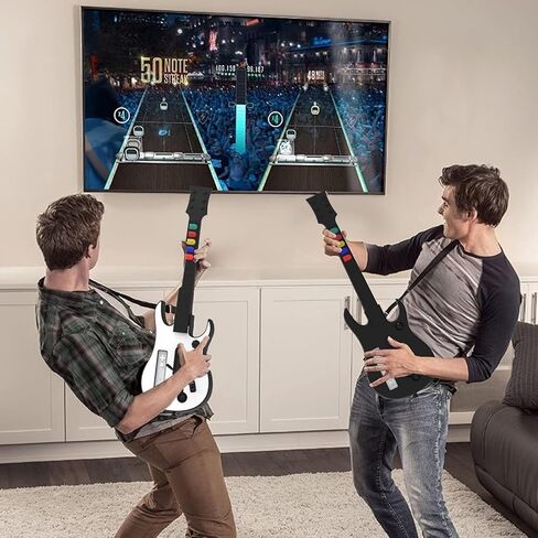NBCP WII Guitar Hero,Wireless Guitar Controller for WII Guitar Hero Guitar and Rock Band Games,Compatible with all Guitar Hero Games,Rock Band 2,Legends of Rock（Black） in Kuwait