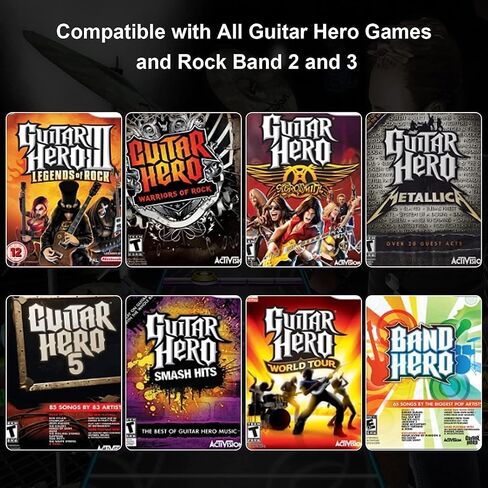 NBCP WII Guitar Hero,Wireless Guitar Controller for WII Guitar Hero Guitar and Rock Band Games,Compatible with all Guitar Hero Games,Rock Band 2,Legends of Rock（Black） in Kuwait
