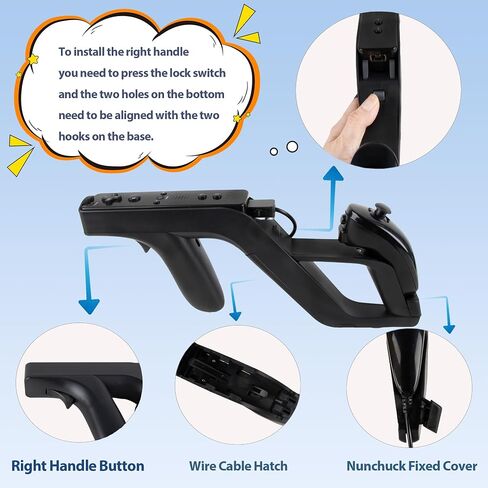 DTianSir 4Pcs Mario Kart Steering Wheels and Zapper Light Gun Compatible with Nintendo Wii/Wii U Remote Controller(Black) [Video Game] in Saudi Arabia