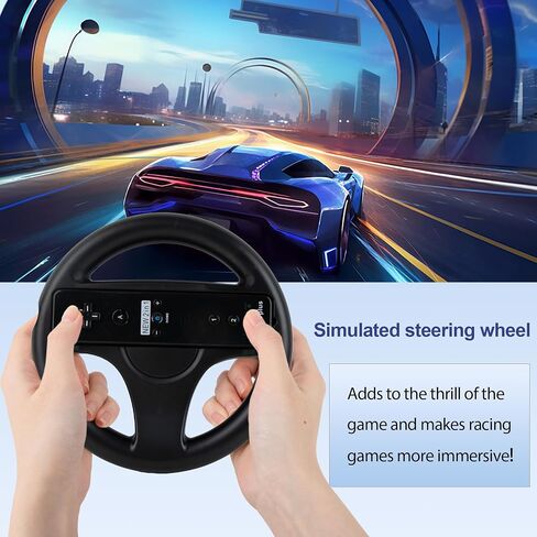 DTianSir 4Pcs Mario Kart Steering Wheels and Zapper Light Gun Compatible with Nintendo Wii/Wii U Remote Controller(Black) [Video Game] in Saudi Arabia