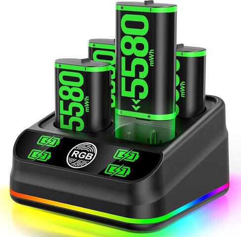 Rysker 4x4800mWh Rechargeable Battery Pack for Xbox with Charger, Controller Batteries Pack with Charging Station for Xbox One/S/X/Elite Controllers for Xbox One Games in Saudi Arabia