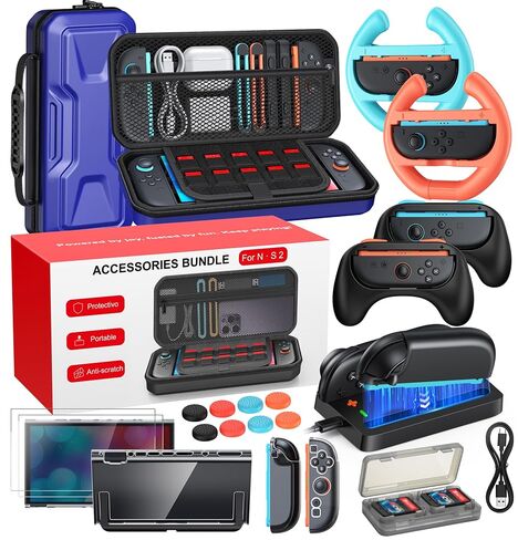 Switch 2 Accessories Case Bundle, 20 in 1 All in One Accessories Kits Black (Black Controller Set) in Saudi Arabia
