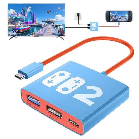 Bemkiru Aluminum Alloy 3-in-1 Switch 2 Dock, Portable Docking Station | TV Adapter, with HDMI 4K@60Hz, USB 3.2, PD 100W, for Nintendo Switch /OLED/ROG Ally/Legion GO, Travel Use, Plug-and-Play in Saudi Arabia