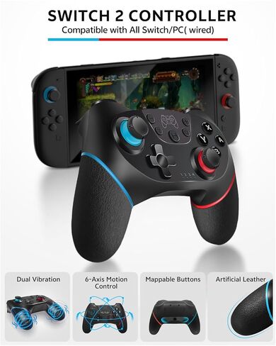 حزمة ملحقات وحدة التحكم الاحترافية لجهاز Nintendo Switch 2، 17 في 1: حقيبة حمل، واقي شاشة، مقبض إبهام لـ Joycon، غطاء حماية لوحدة التحكم قابل للإرساء، عجلة القيادة، مجموعة ألعاب 2025 Switch2 in Kuwait
