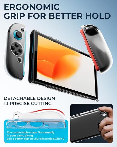 حزمة ملحقات وحدة التحكم الاحترافية لجهاز Nintendo Switch 2، 17 في 1: حقيبة حمل، واقي شاشة، مقبض إبهام لـ Joycon، غطاء حماية لوحدة التحكم قابل للإرساء، عجلة القيادة، مجموعة ألعاب 2025 Switch2 in Kuwait