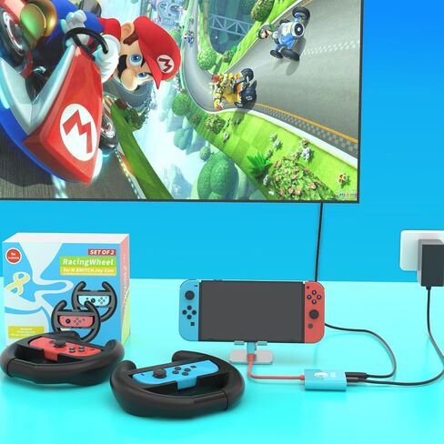 PURBHE Switch Steering Wheel for Nintendo Switch, Racing Wheel to Play Mario Kart 8 Deluxe Compatible with JoyCon, Nintendo Switch 1 Accessories Gift for Mario Kart - 2 Pack Switch Wheels in Saudi Arabia