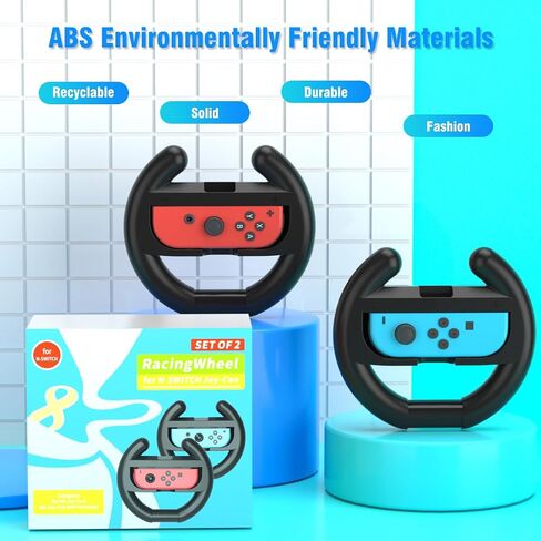 PURBHE Switch Steering Wheel for Nintendo Switch, Racing Wheel to Play Mario Kart 8 Deluxe Compatible with JoyCon, Nintendo Switch 1 Accessories Gift for Mario Kart - 2 Pack Switch Wheels in Saudi Arabia