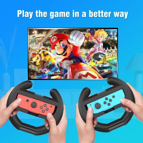 PURBHE Switch Steering Wheel for Nintendo Switch, Racing Wheel to Play Mario Kart 8 Deluxe Compatible with JoyCon, Nintendo Switch 1 Accessories Gift for Mario Kart - 2 Pack Switch Wheels in Saudi Arabia