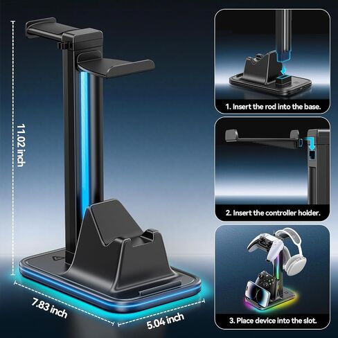 Kytok 4-in-1 Headset and Controller Stand for Desk, 360° Rotating Headphone Stand with Phone Holder, 10 RGB Modes for Accesorios de Mesa Gamer, P5/SW/Xbx Levitating Gaming Headset and Controller Stand in Saudi Arabia