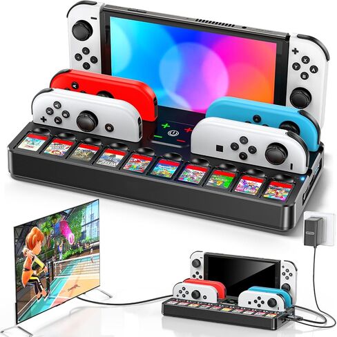 [Switch 2/1/OLED Compatible] Switch 2 Docking Station with Charging Dock, TV Base Dock Replacement Support 4k@120HZ HDMI Output, Seitch 2 Accessories Store 12 Game Cards, Game Boy Advance Games in Saudi Arabia