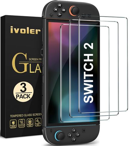 ivoler 3-Pack Screen Protector Tempered Glass for Nintendo Switch 2 Model 2025, Transparent HD Clear Anti-Scratch Screen Protector Accessories Compatible with Nintendo Switch 2, [7.9 inch] in Saudi Arabia