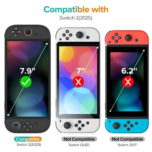 ivoler 3-Pack Screen Protector Tempered Glass for Nintendo Switch 2 Model 2025, Transparent HD Clear Anti-Scratch Screen Protector Accessories Compatible with Nintendo Switch 2, [7.9 inch] in Saudi Arabia